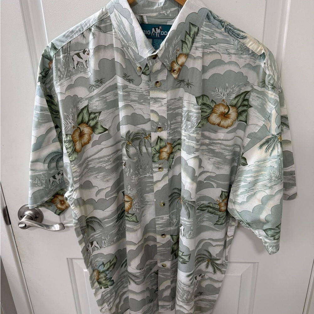 Big Dogs Hawaiian Shirt Size Extra Large 100% Cotton Button Down Beach Casual